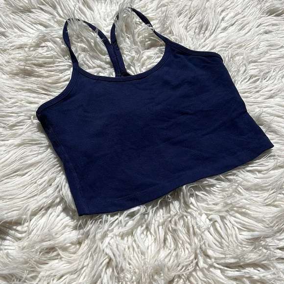 Beyond Yoga Navy Blue Cropped Tank Sports Bra - Picture 2 of 5